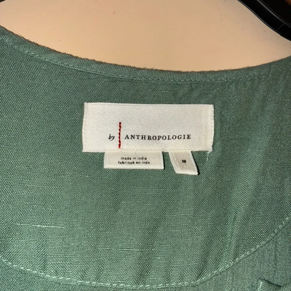 Anthropologie Somerset Linen Blend Maxi Dress in Sea Foam Green Size Medium - Picture 6 of 7